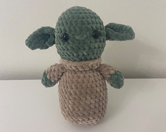 Crochet Alien Plushie, Handmade Chenille Yarn Toy