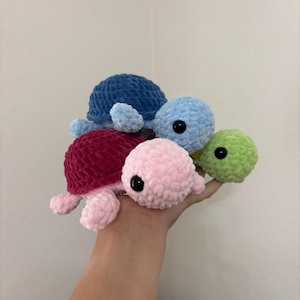 Crochet Small Turtle Plushie, Crochet Blue Turtle Plushie, Crochet Pink Turtle Plushie, Crochet Sunflower Turtle Plushie