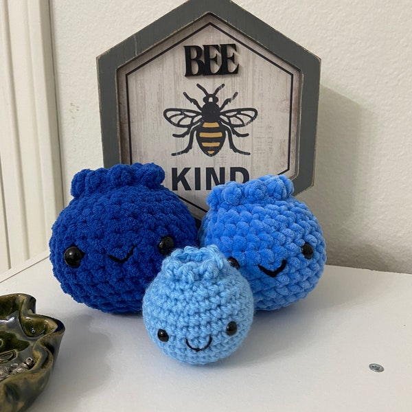 Crochet Blueberry Plush, Crochet Blueberry, Small Blueberry, Medium Blueberry, Large Blueberry, Food Plush, Fake Food, Toy Food