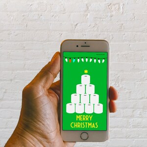 Animato E-Card Toilet Roll Merry Christmas Tree Quarantine Card /Virtual Electronic Mobile CardlFunny Xmas Lights Messaggio di saluto