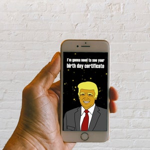 Cartão eletrônico animado, desejos engraçados de certificado de aniversário de Trump | Enviar para celular, mensagem de texto por e-mail | Bonito cartão eletrônico de saudação