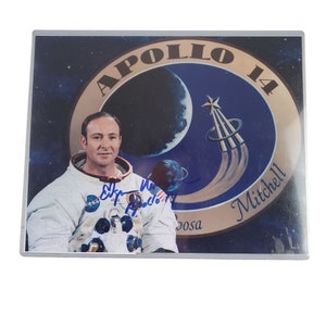 Edgar Mitchell Apollo 14 NASA Astronaut Signed Autagraph Vintage NASA Litho Photo COA