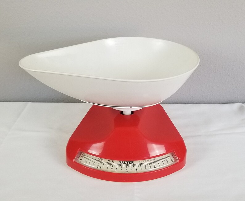Vintage Salter Kitchen Scale Retro Red Orange Metal Etsy