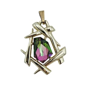 Vintage SARAH COVENTRY Chinese Modern Goldtone Watermelon Rhinestone Pendant