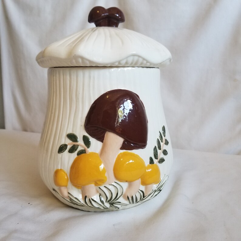 Mushroom Cookie Jar Arnel's Ceramic Canister Large Etsy