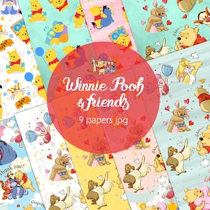 Winnie the Pooh & friends Digital Papers Patterns jpeg