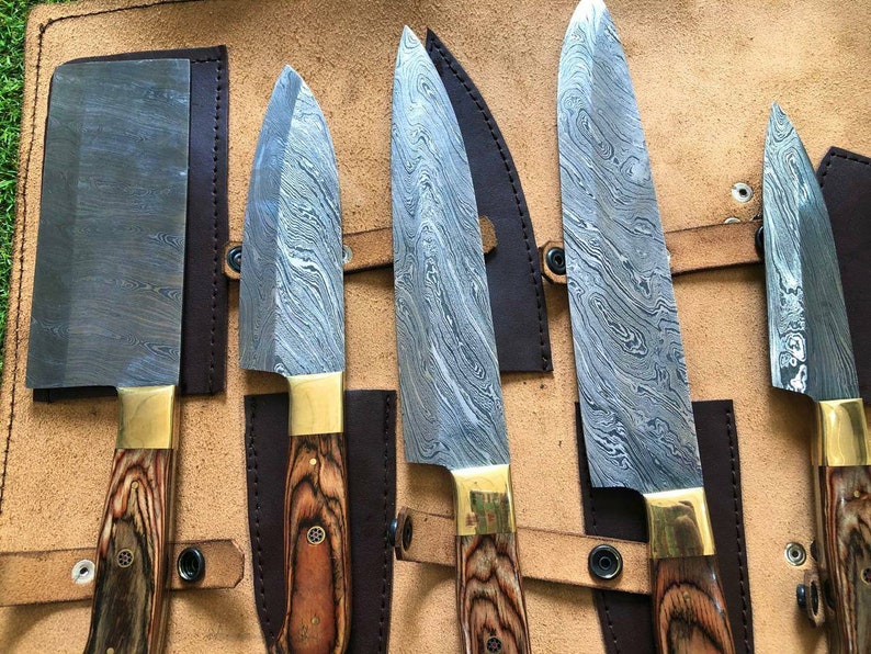 Chef Set Damascus Metal 5 Piece Wood Handle Polished 1095 High Carbon Steel 15n Steel Craft Supplies Tools Papercraft Kromasol Com Chef Set Damascus Metal 5 Piece Wood Handle Polished 1095 High Carbon Steel 15n Steel Craft Supplies Tools Papercraft Kromasol Com