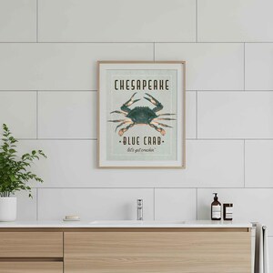 Chesapeake Blue Crab Art Print - Vintage Nautical Wall Decor - Multiple / Custom Sizes image 9