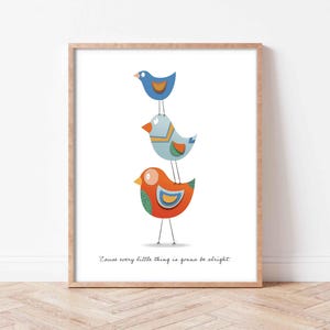 Three Little Birds Fine Art Print / Illustrazione originale / Ogni piccola cosa andrà bene / Arte murale positiva / Testi di canzoni
