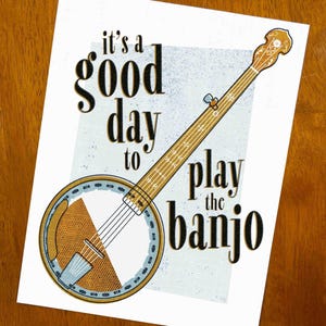 Bluegrass Banjo Fine Art Print | Multiple Sizes | Banjo Giclée Art Print | Country Music Wall Decor | Midcentury Modern Vintage Art