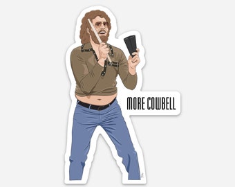 Will Ferrell More Cowbell Magnet | 2.6″ × 4″ | Original Illustration | SNL Fan Art | Funny Magnet for Fridge or Car