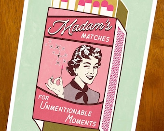 Vintage Matchbook Art Print – “Madam’s Matches” | Multiple / Custom Sizes Available