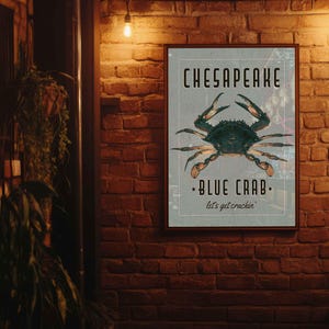 Chesapeake Blue Crab Art Print - Vintage Nautical Wall Decor - Multiple / Custom Sizes image 10