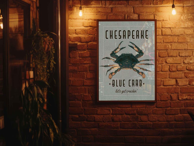 Chesapeake Blue Crab Art Print - Vintage Nautical Wall Decor - Multiple / Custom Sizes image 10