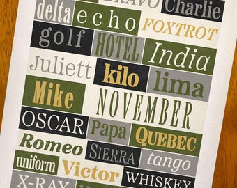 NATO Phonetic Alphabet Vintage Poster | US Military Branch Edition | Multiple / Custom Sizes and Colors