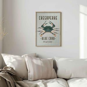 Chesapeake Blue Crab Art Print - Vintage Nautical Wall Decor - Multiple / Custom Sizes image 7