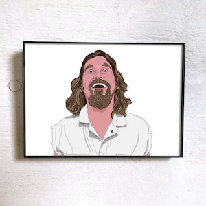 The Dude Fine Art Print | Original Illustration | Fan Art | The Big Lebowski | Jeff Bridges | Minimalist Style Portrait