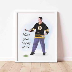 Happy Gilmore &quot;Find Your Happy Place&quot; Art Print | Original Illustration | Fan Art | Adam Sandler | 90s Nostalgia | Gift For Golfer