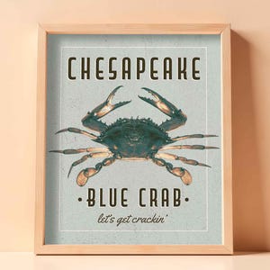 Chesapeake Blue Crab Art Print - Vintage Nautical Wall Decor - Multiple / Custom Sizes image 13