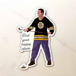 Happy Gilmore &quot;Find Your Happy Place&quot; Vinyl Magnet / Sticker | 2.5″ × 4″ | Adam Sandler | Funny Gift | For Water Bottle Laptop Fridge Car