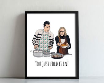 David y Moira Rose ¡Solo dóblalo! Impresión artística / Schitt's Creek / Ilustración original / Decoración divertida para el hogar