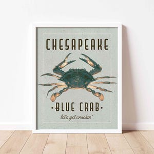 Chesapeake Blue Crab Art Print - Vintage Nautical Wall Decor - Multiple / Custom Sizes image 12