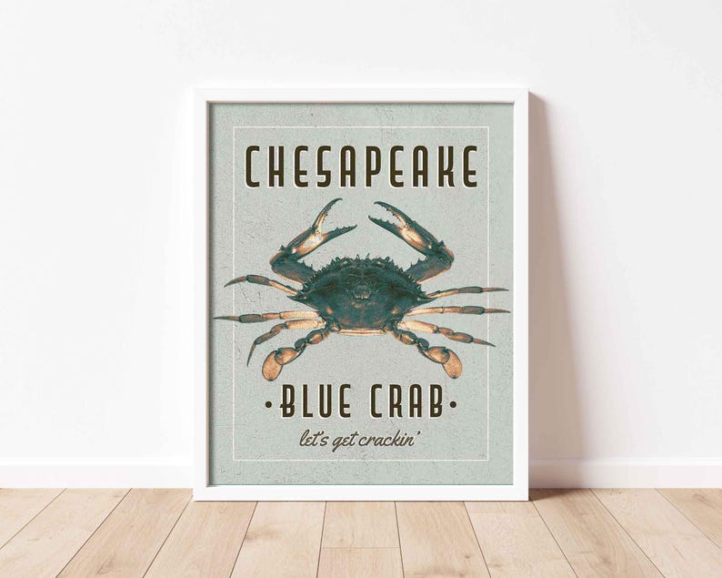 Chesapeake Blue Crab Art Print - Vintage Nautical Wall Decor - Multiple / Custom Sizes image 12