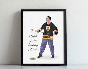 Happy Gilmore "Find Your Happy Place" Art Print | Original Illustration | Fan Art | Adam Sandler | 90s Nostalgia | Gift For Golfer