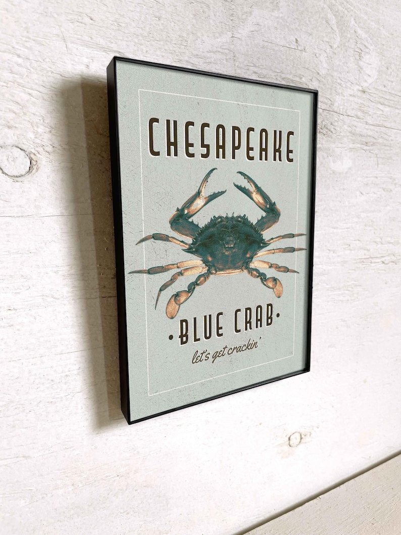 Chesapeake Blue Crab Art Print - Vintage Nautical Wall Decor - Multiple / Custom Sizes image 6