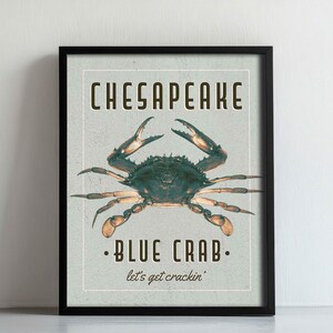 Chesapeake Blue Crab Art Print - Vintage Nautical Wall Decor - Multiple / Custom Sizes image 11