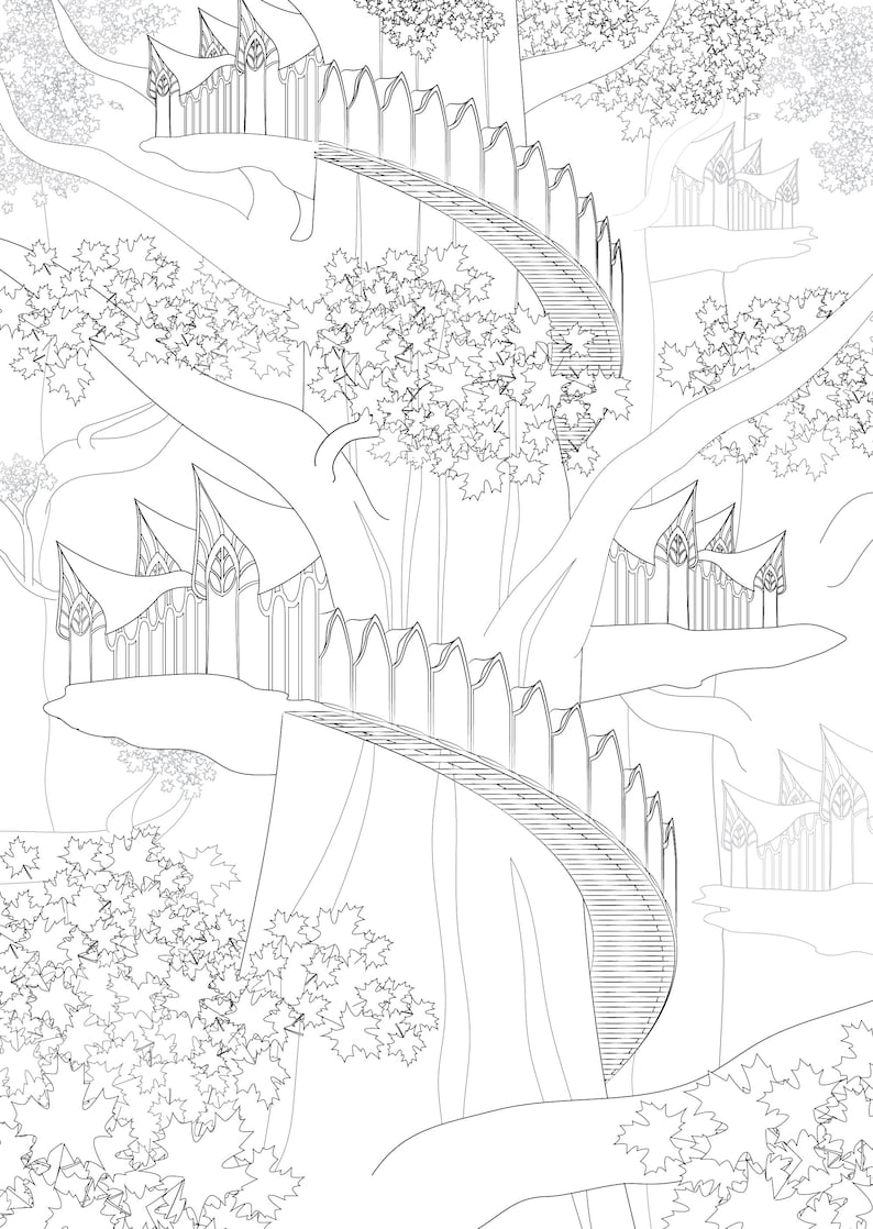 5 Large the Lord of the Rings inspired coloring posters | Etsy