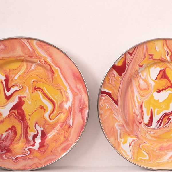 Sunset Plate - Colourful Enamel Marble Plate - Made in Bali