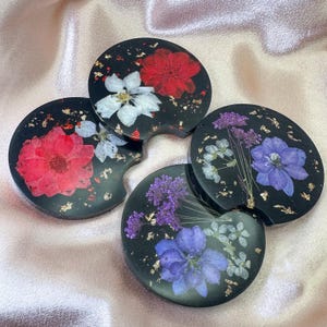 Custom Pressed Flower Car Coasters Set, Car Accessories,Cute Floral Car Decor,Gift for Teenager,Gift for Friend,New Driver Gift,Unique Gifts