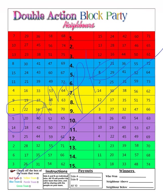 Double Action Block Party Bingo Template Etsy