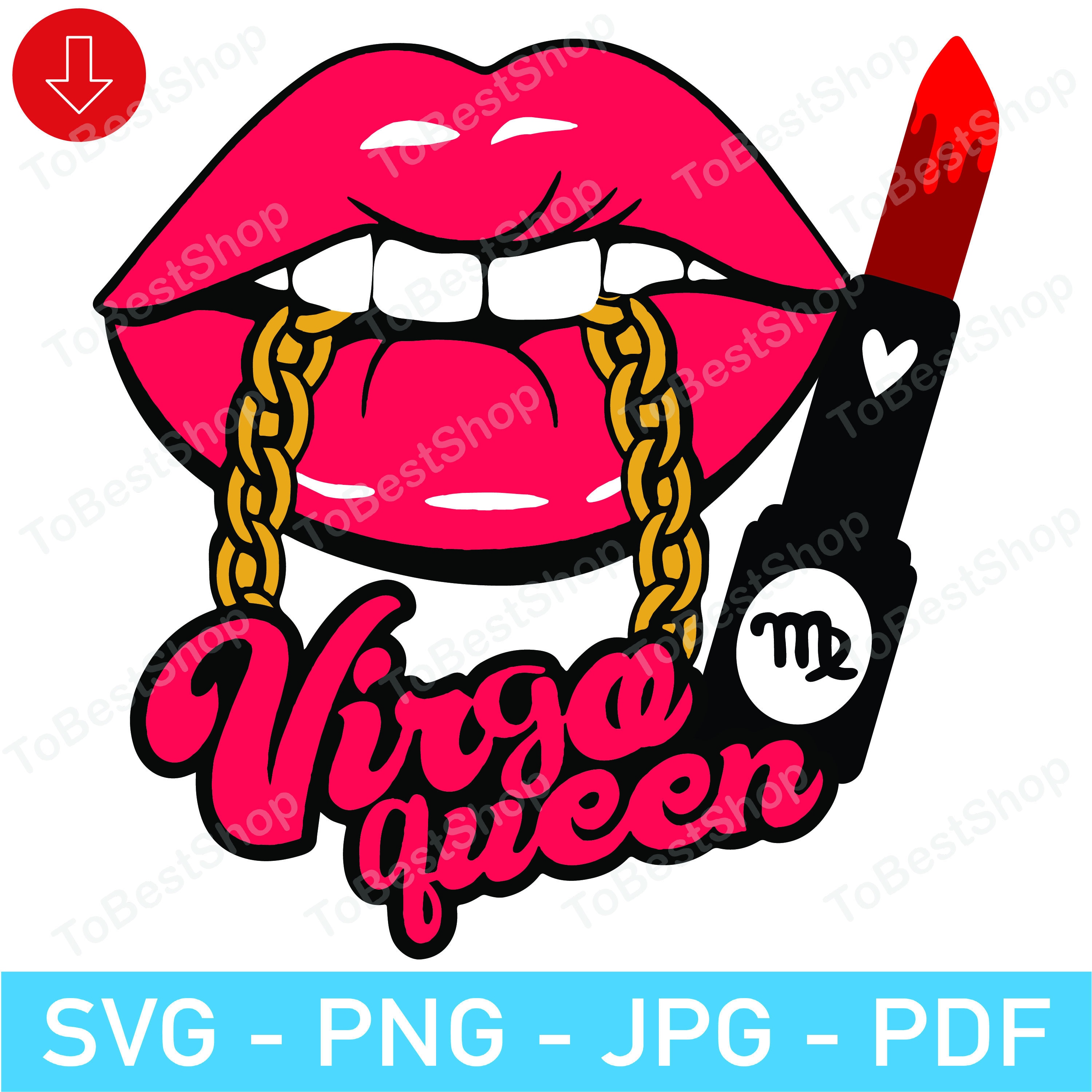 Virgo Lips With Chain SVGVirgo Lips Stick svgVirgo Queen - Etsy España