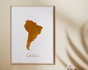 South America Watercolor Print - wall art, digital download, hand painted, artwork