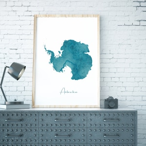 Antarktis Aquarell Druck - Wandkunst, digitaler Download, handgemalt, Kunstwerk