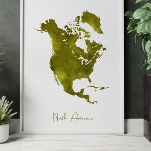 Impressão em aquarela da América do Norte - arte de parede, download digital, pintada à mão, arte