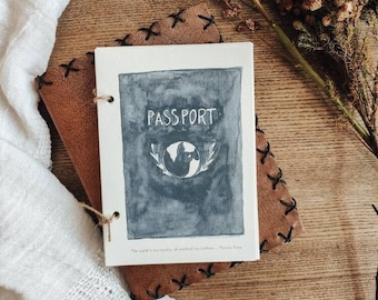 Druckbarer Reisepass | Digital Download, Aquarell design, Kinder, Reisen, Geographie, Einschulung, Fernweh