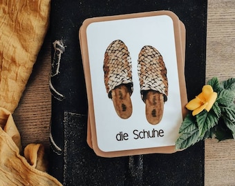 German Clothing Flashcards | Digital download, printable, Deutsch, language learning, Montessori,