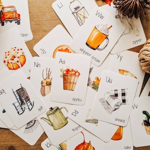 em flashcards de outono | Download digital, flashcards, alfabeto, educação domiciliar, recursos para professores, decoração de sala de aula
