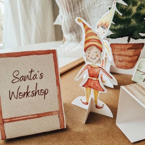 Weihnachtsmann Werkstatt - Druckbare Spielszene | Digitaler Download