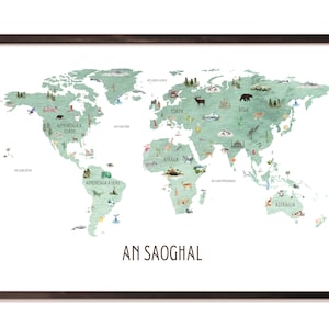 Schottische gälische Weltkarte | Digitaler Download, Atlas, Aquarell, Druckbare, Edinburgh, Schottland, Großbritannien