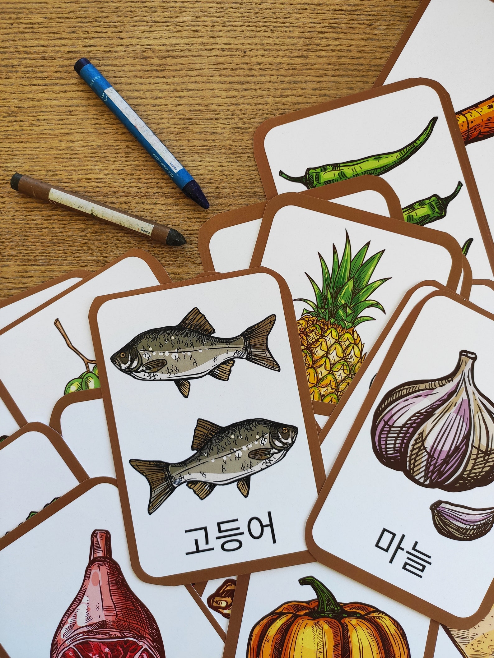 Korean Food Flashcards Digital Download Language School Etsy