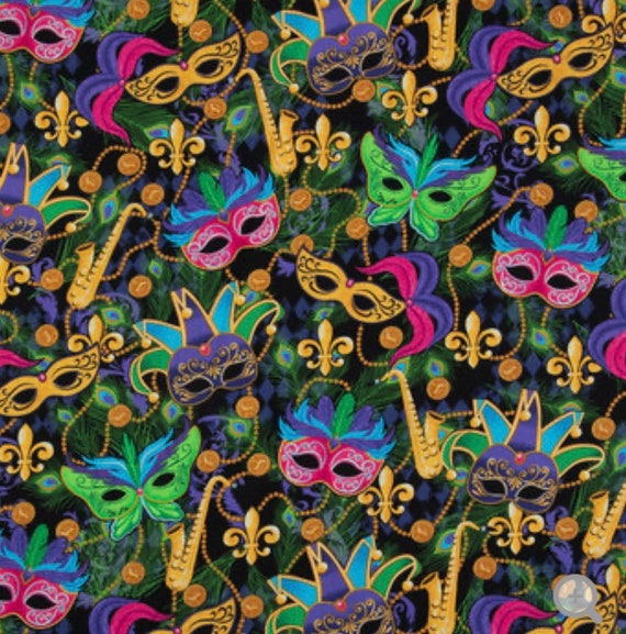 Mardi Gras Fabric 100% Cotton 1/4 Yard 9x44 Quarter | Etsy