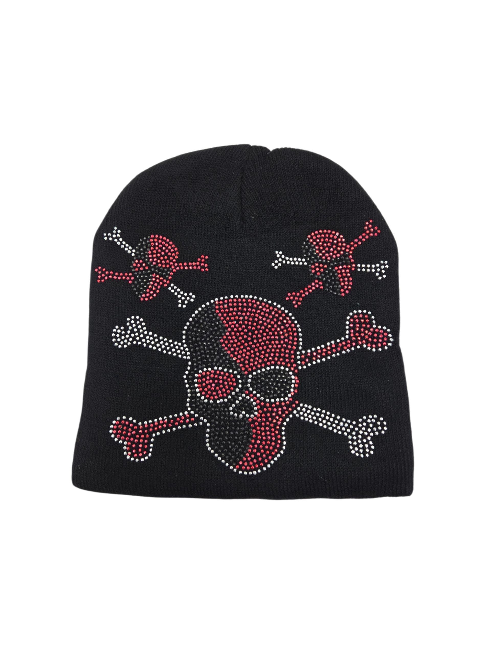 Women\'s Knitted Beanie Rose Cozy Skull Ski Hats Cap Winter Warm Slouchy Design Y2K Distressed Knit Beanie Hat Grunge Skull Cap Vintage  main image 3