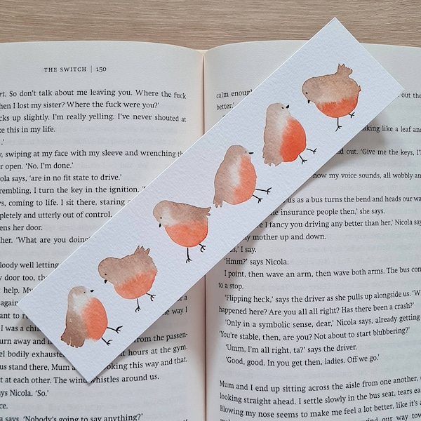 Hand Painted Bookmarks - Watercolour Bookmark, Christmas Bookmark, Robin Book Mark, Secret Santa Gift, Stocking Filler, Christmas Present