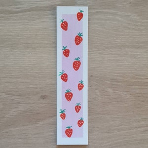 Handbemalte Lesezeichen Gouache Lesezeichen, Erdbeer Geschenke, Wassermelone Geschenk, Obst Zubehör, Geschenke für Buchliebhaber, handgemachtes Buchgeschenk Bild 5