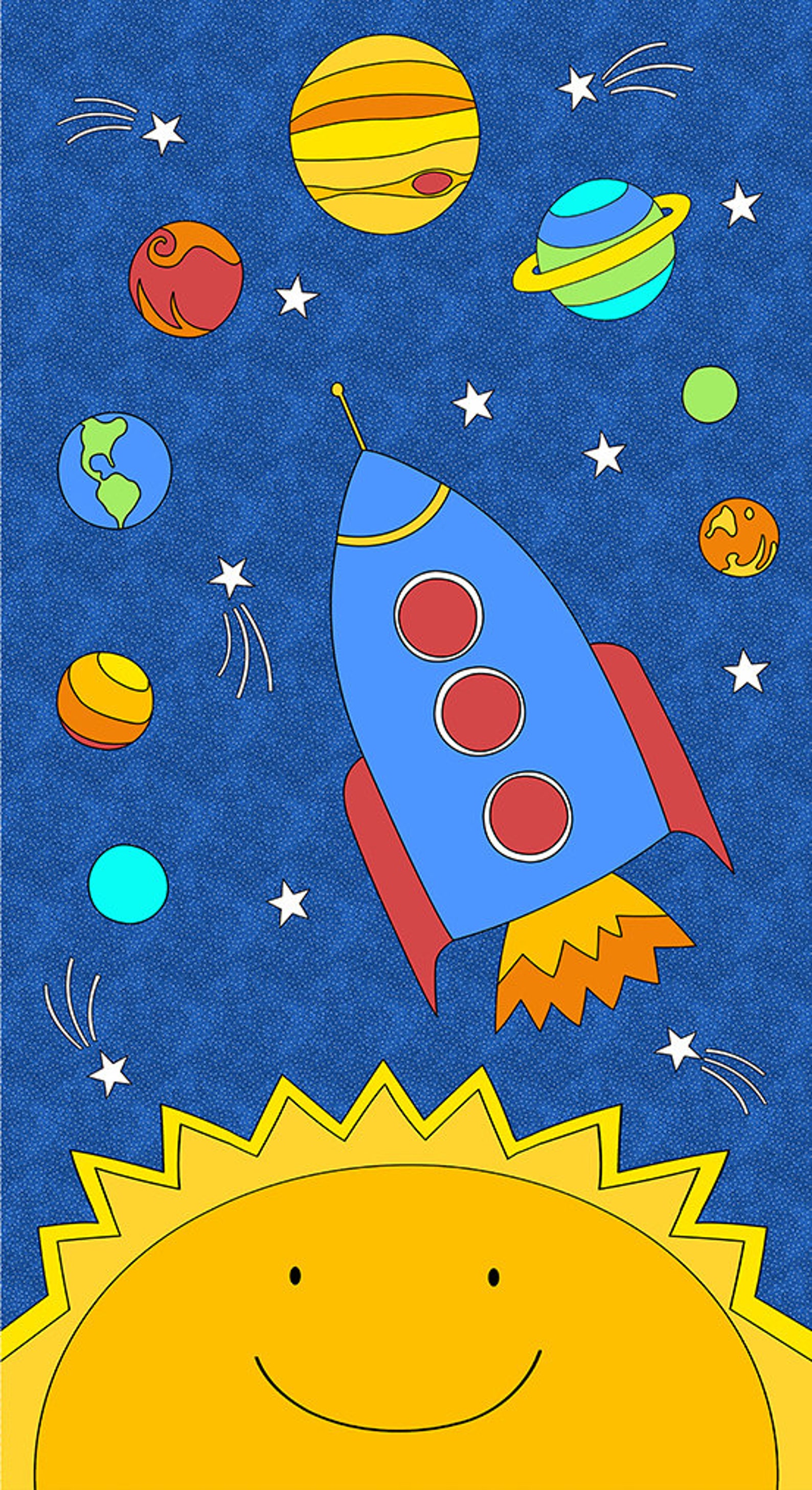 Spaced Out by Andover Fabrics. Rockets, Planets, Sun, Moon, Stars ...