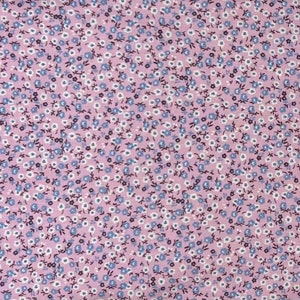 By the yard 100% Cotton Fabric - White & Blue Flowers on Pink, Priced Per Yard, Grandma&#39;s Memories by Choice Fabrics.